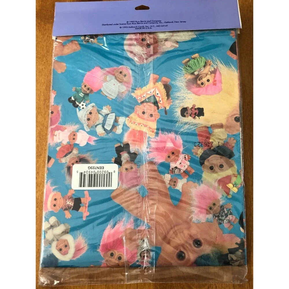 Hallmark Gift Wrap Ensemble TROLLS Gift Wrap Bow Card VINTAGE NEW